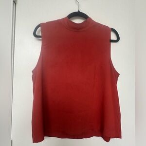 Ann Taylor Burnt Orange Sleeveless Mockneck Buttonback Shell
